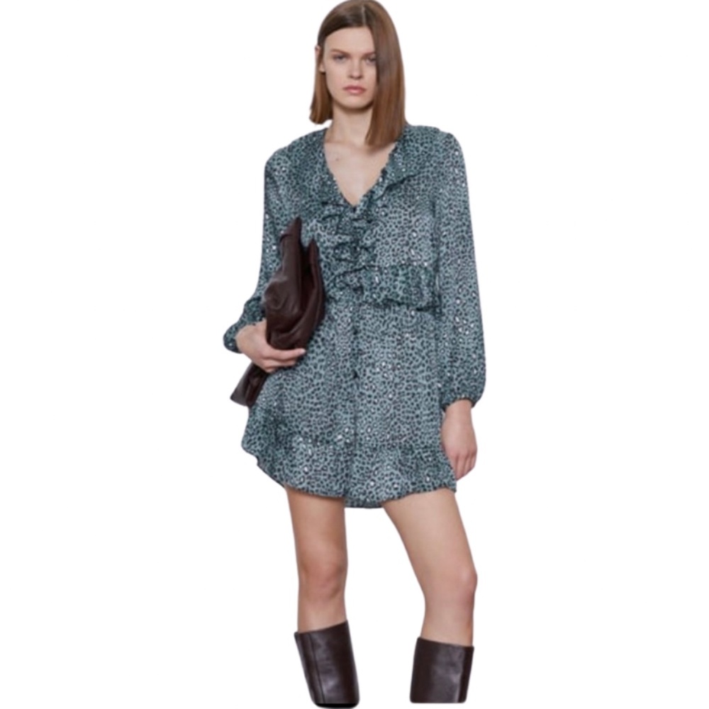 NWT ZARA ANIMAL PRINT RUFFLE DRESS